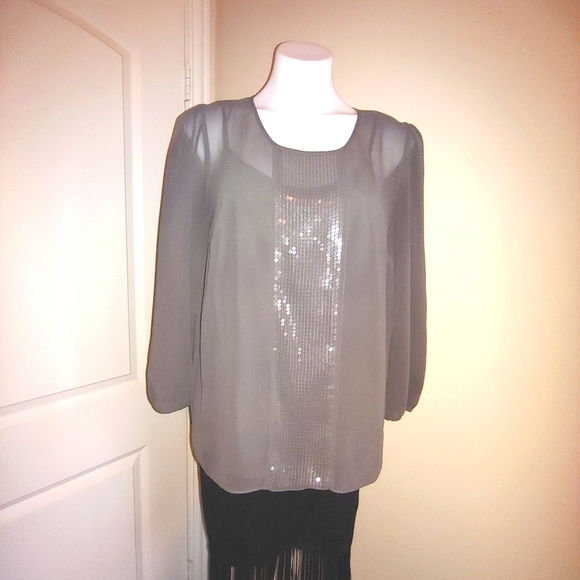 Sequin Blouse with Camisole in Grey Size 10 - Picture 1 of 5
